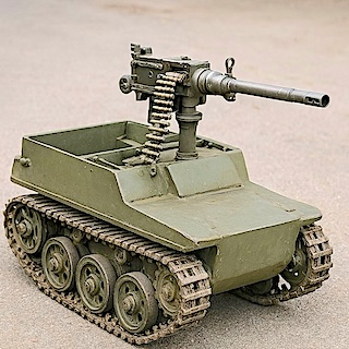 Bakkedrone med maskingevær.